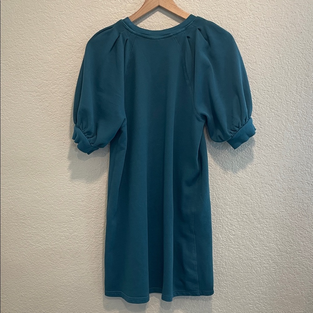 Universal Thread Size Small Teal Puff Sleeve Swea… - image 6